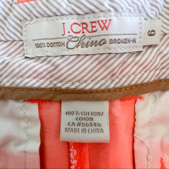 j. crew | 100% cotton broken-in chino shorts size 6 bright orange - Picture 3 of 4